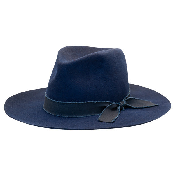 Olive & Pique - Wide Brim Floppy Wool Felt Hat - Navy