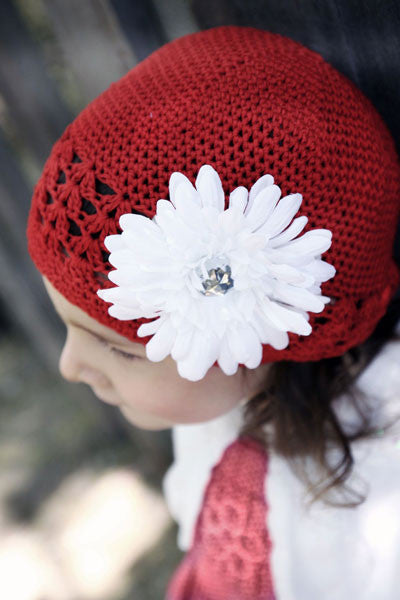 Baby Bezak - Red Cap With White Flower