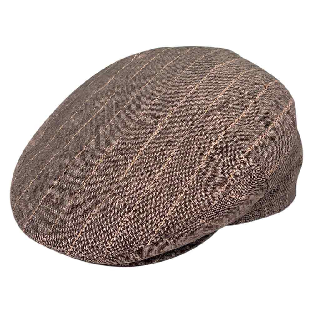 Saint Martin - Grey Striped Linen Flat Cap - Style
