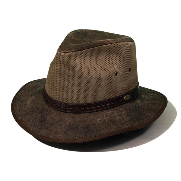 Brushed Faux Leather-Trim Fedora Diplomat Beaver Finish Fedora main image 3