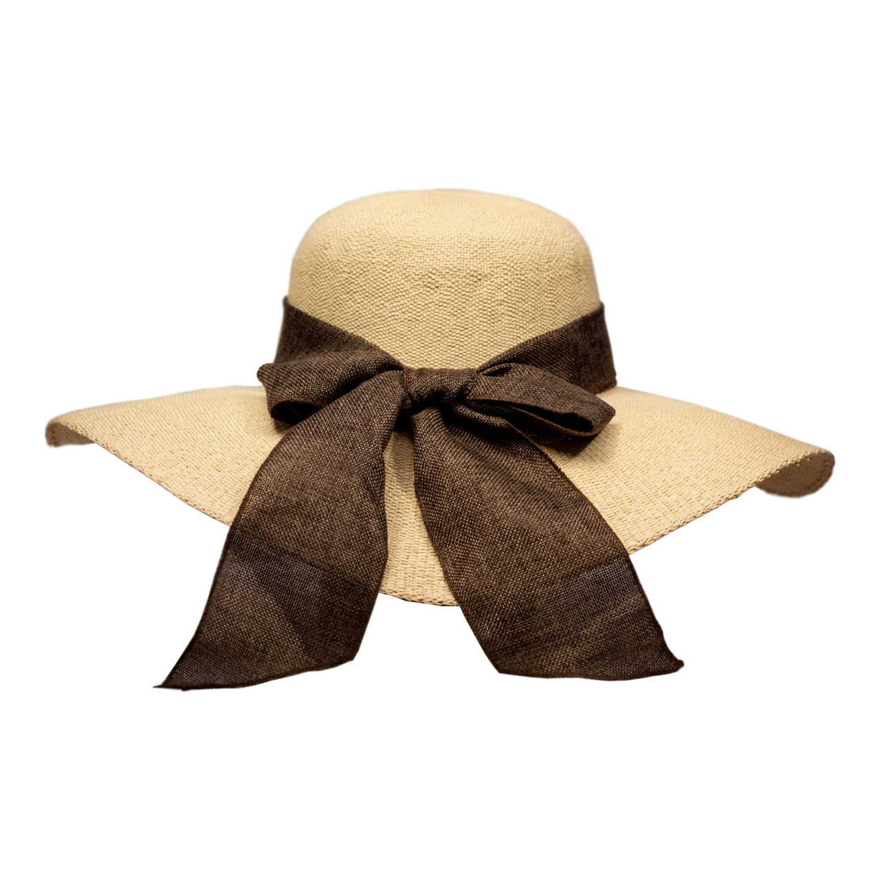 Tarnish Wide-Brim Sun Hat with Bow in Tan Big Brim Sun Hat with Wide Ribbon and Bow, UPF50+, Packable  main image 3