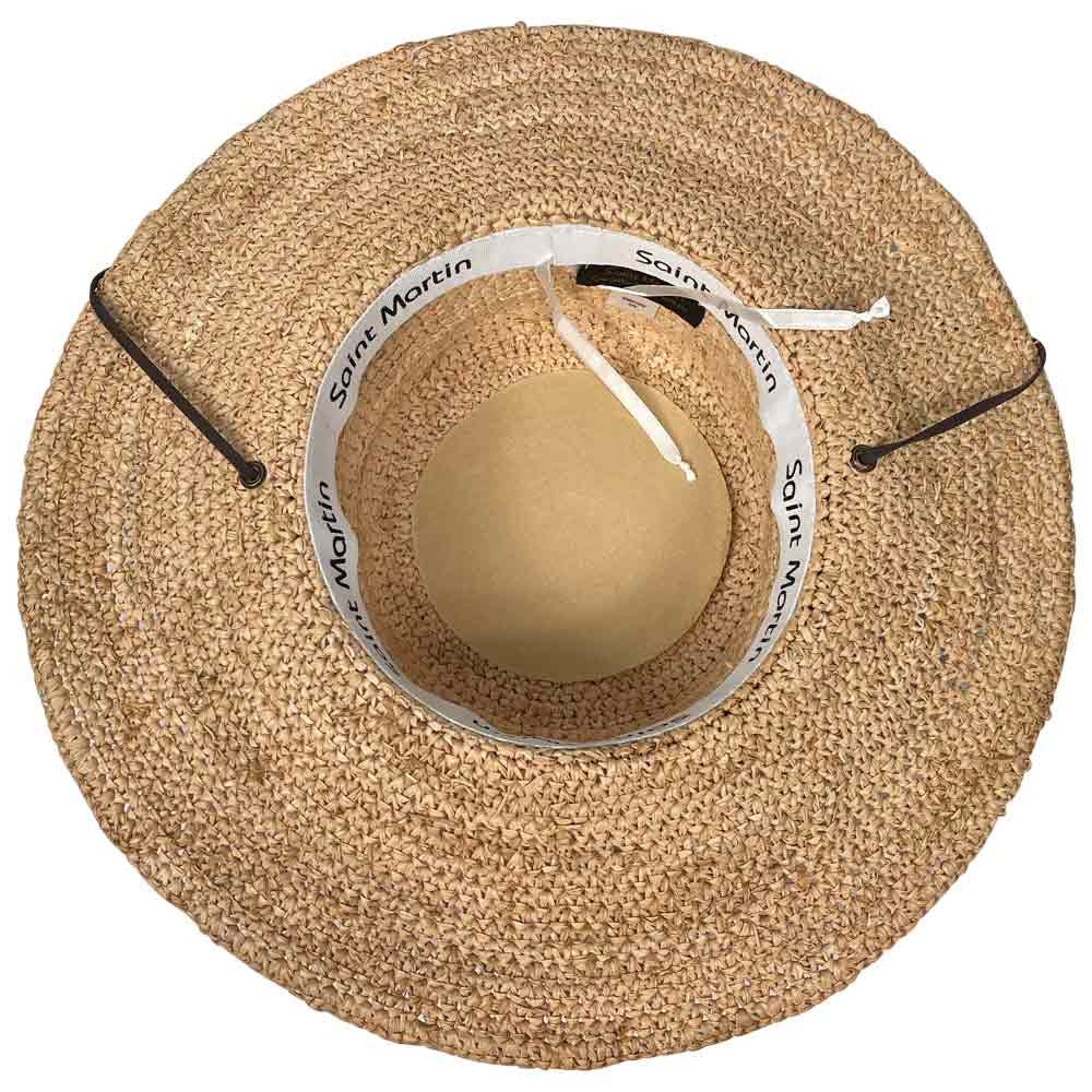 Saint Martin - Crochet Raffia Sun Hat with Leather Band - Interior