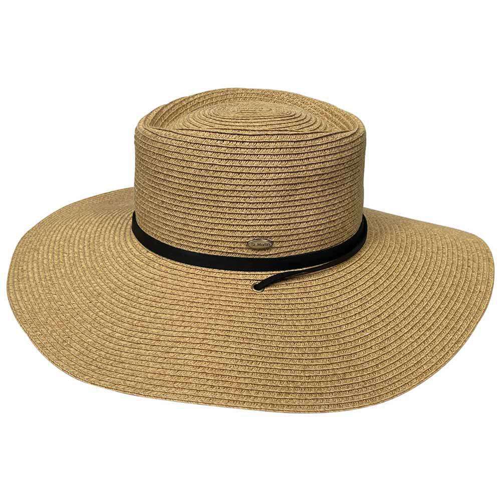 Saint Martin - Sewn Braid Paper Sun Hat in Tan - Back