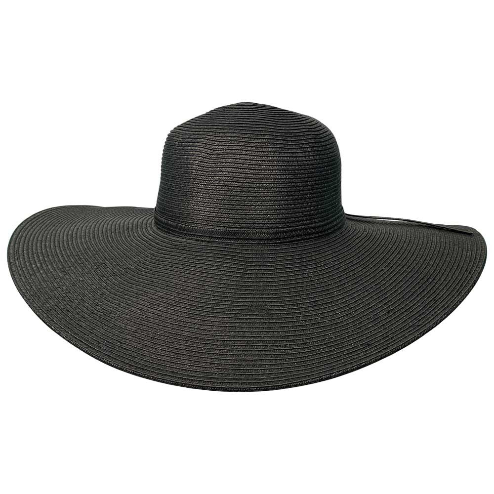 Saint Martin - 5" Flat Brim Sun Hat in Black - Front