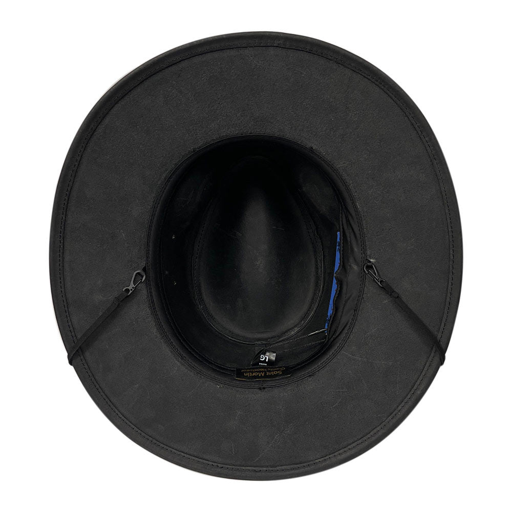 Saint Martin - Black Leather Safari Hat - Inside