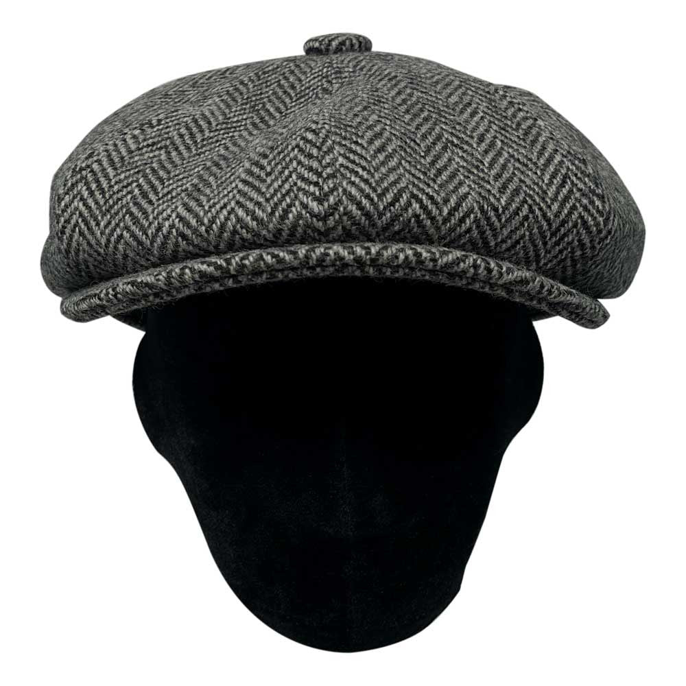 Saint Martin - Grey Wool Newsboy Cap - Model Front