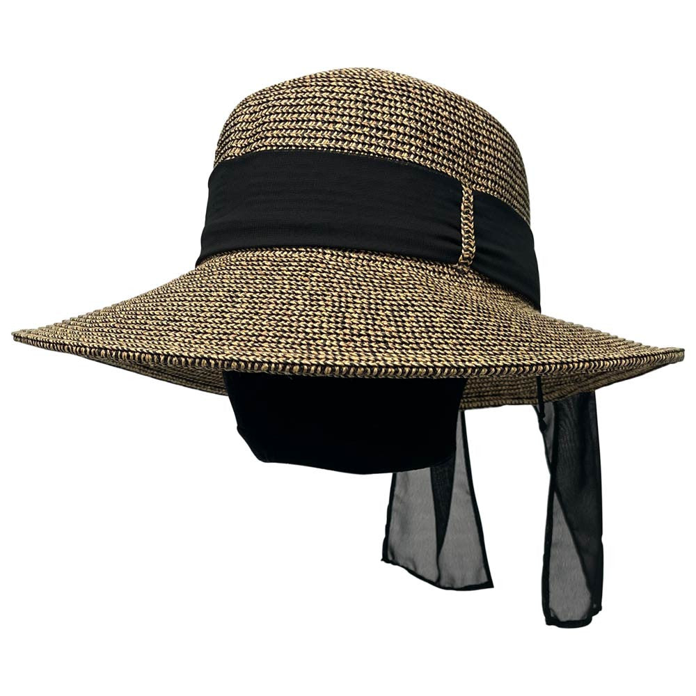 Saint Martin - Tweed Flat Brim Resort Hat in Brown - Model Style