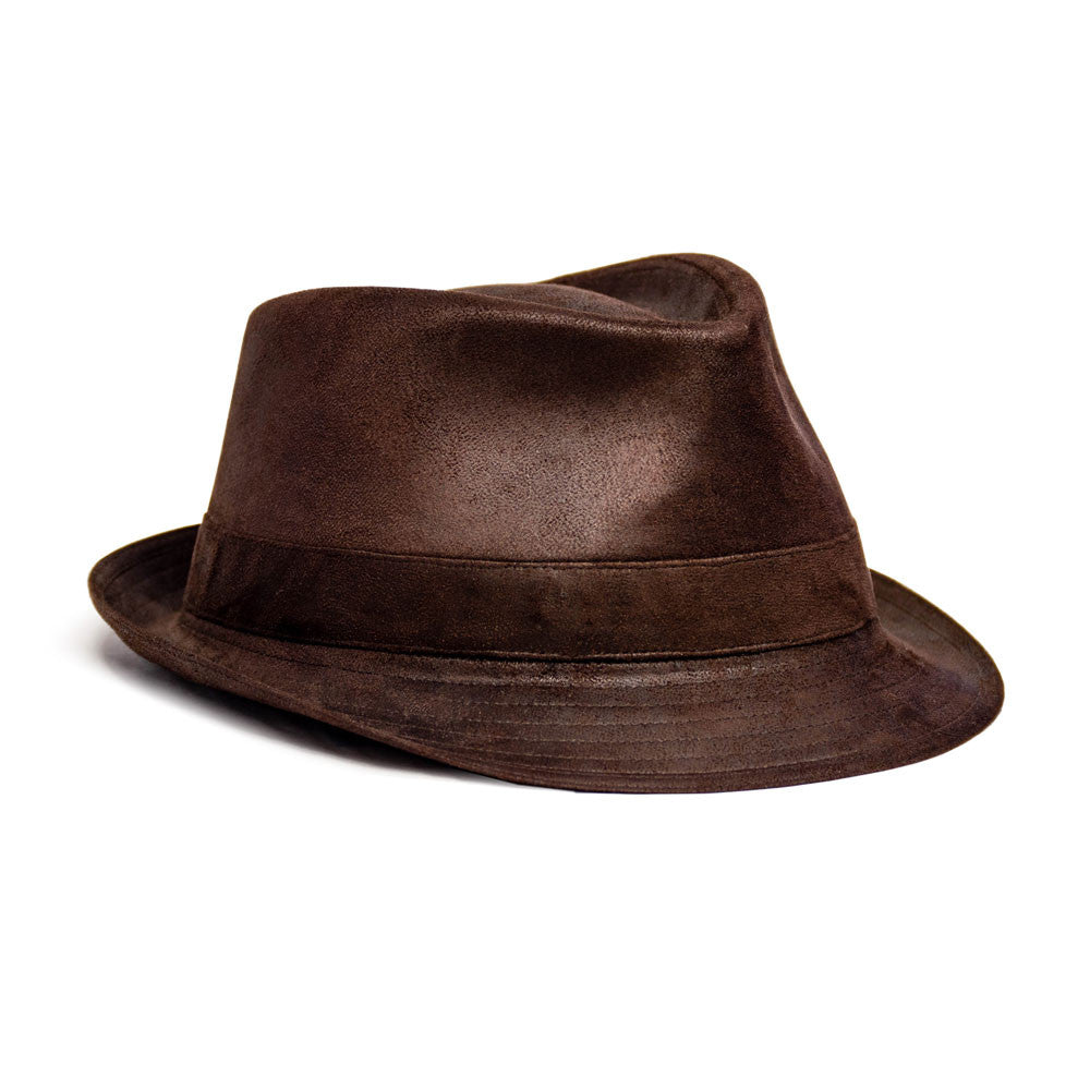 Saint Martin - Faux Leather Trilby Fedora Brown (Profile Side)