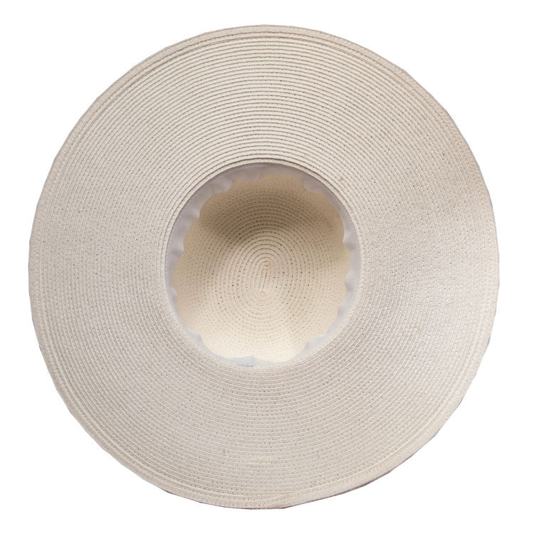 Saint Martin - 5" Flat Brim Sun Hat in White - Profile Inside