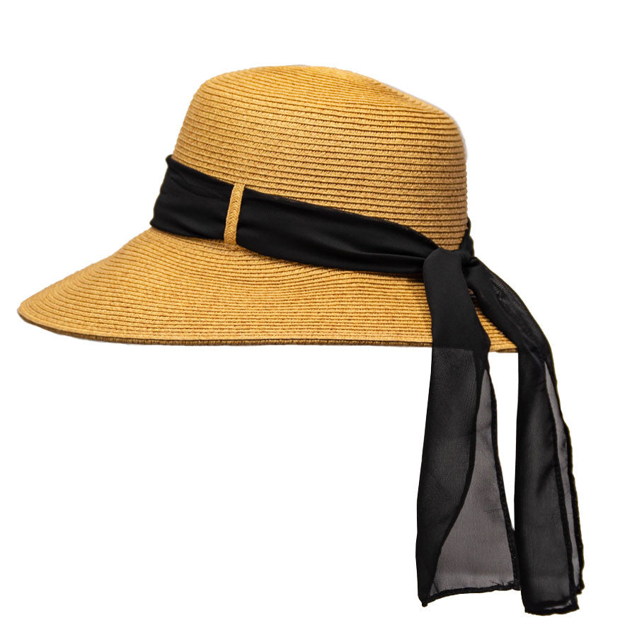 Saint Martin - Tweed Flat Brim Resort Hat in Tan - Side