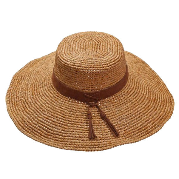 Scala - Raffia Crochet Boater Hat - Front