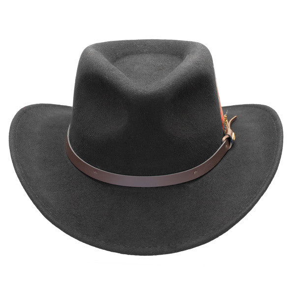Scala - Crushable Wool Felt Outback Hat Black - Front