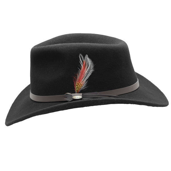 Scala - Crushable Wool Felt Outback Hat Black - Side