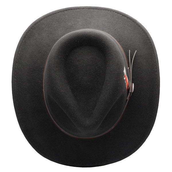 Scala - Crushable Wool Felt Outback Hat Black - Top