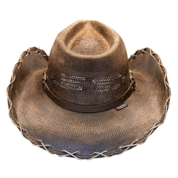 Stampede Hats - Black Stained Cowboy Hat with Chain Hat Band - Back