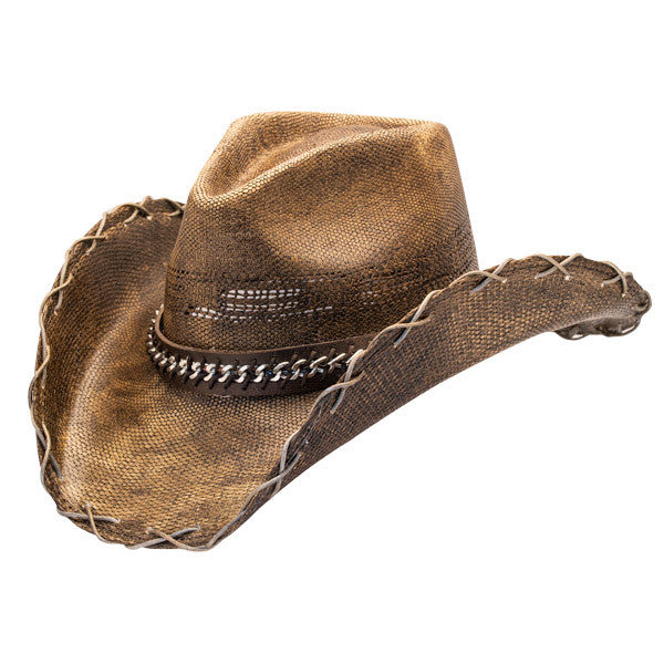 Stampede Hats - Black Stained Cowboy Hat with Chain Hat Band