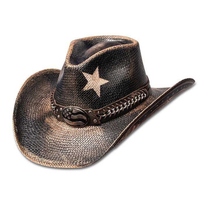 Stampede Hats | Vintage Black Star USA Panama Straw Cowboy Hat 