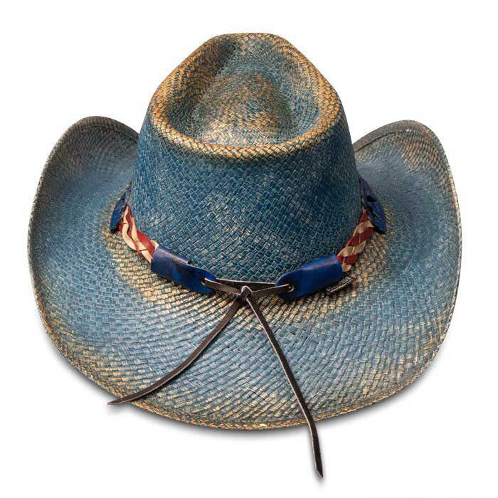 Stampede Hats - Vintage Blue Star American Flag Cowboy Hat (Back)
