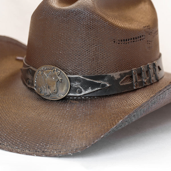 Stampede Hats - Studded Brown Stallion Cowboy Hat - Close-Up