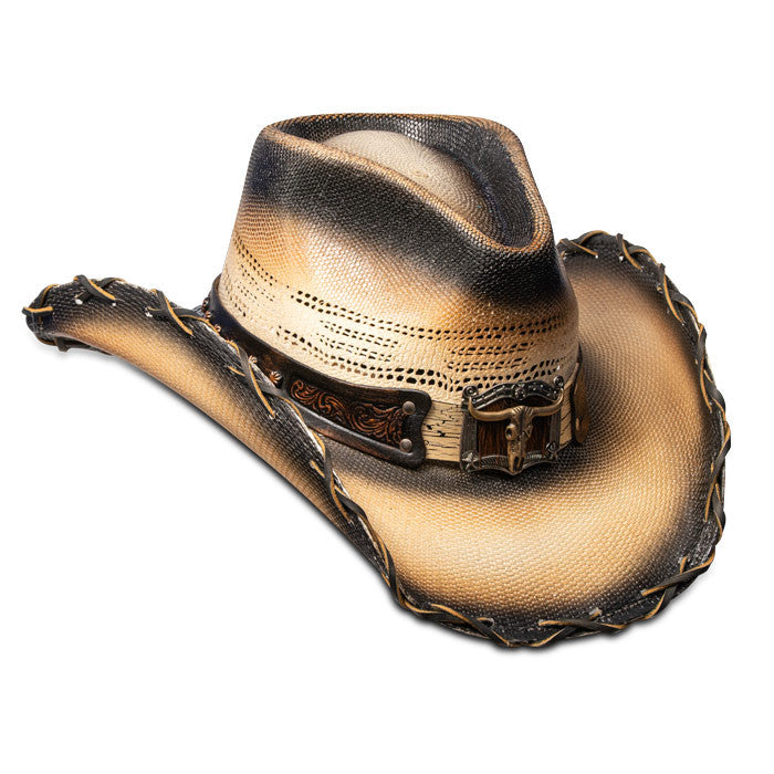 Stampede Hats - Tea Stained Long Horn Cowboy Hat (Opposite Side)