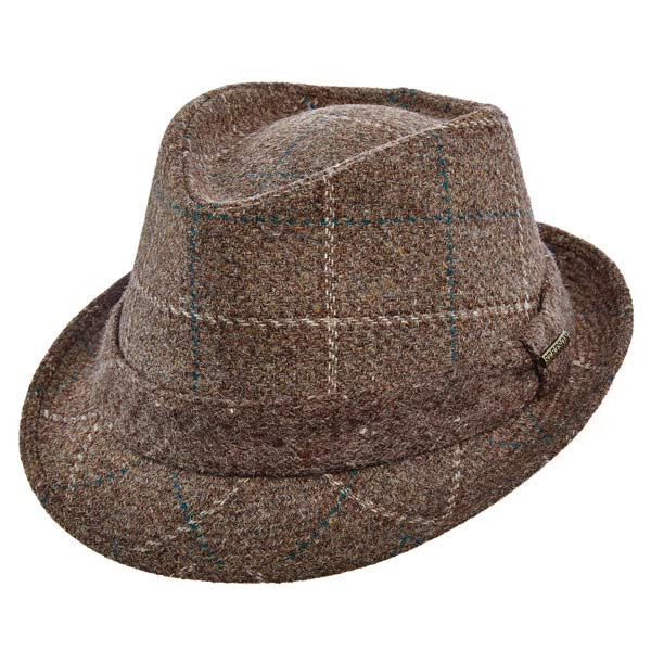 ?2xHP?NWOT Brown Plaid Wool & Lace Fedora Hat h-2362_saddle_147_copy.jpg main image 2