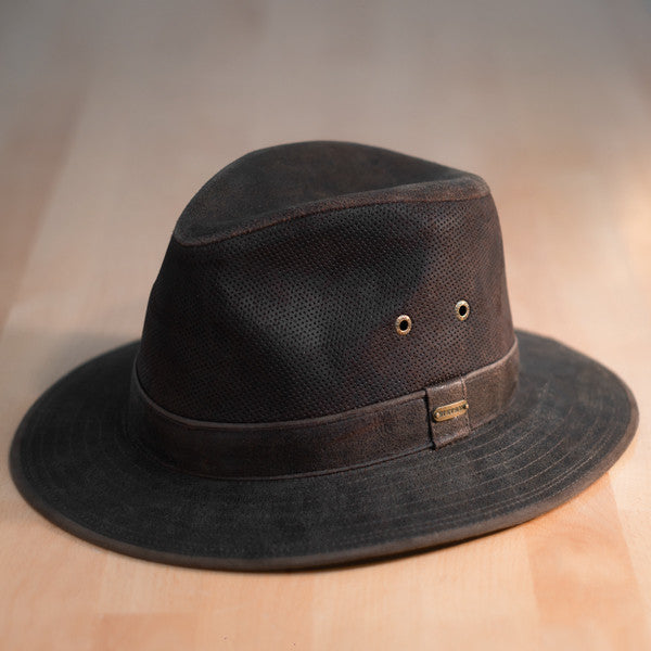 Stetson - Tullamore Distressed Leather Safari Hat - Stock Image 1