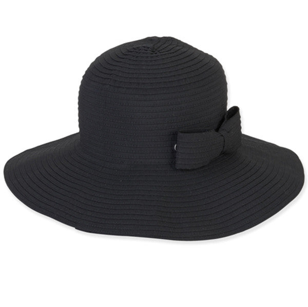 Sun 'N' Sand - Foldable Ribbon Sun Hat in Black