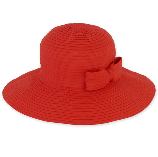 Sun 'N' Sand - Foldable Ribbon Sun Hat in Red