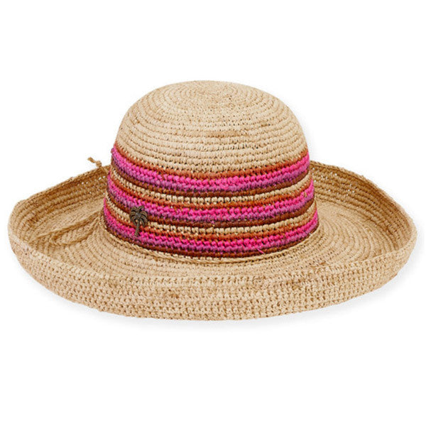 Sun 'N' Sand - Perla Crocheted Up-Brim Hat in Fuchsia