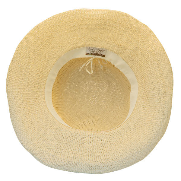 Sun 'N' Sand - Premium Raffia Wide Brim Cloche Hat - Bottom, Inside