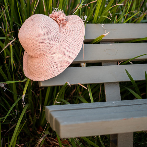 Sun 'N' Sand - Raffia Wide Brim Crocheted Cloche Hat with Raffia Flower Hats - Stock Image 1