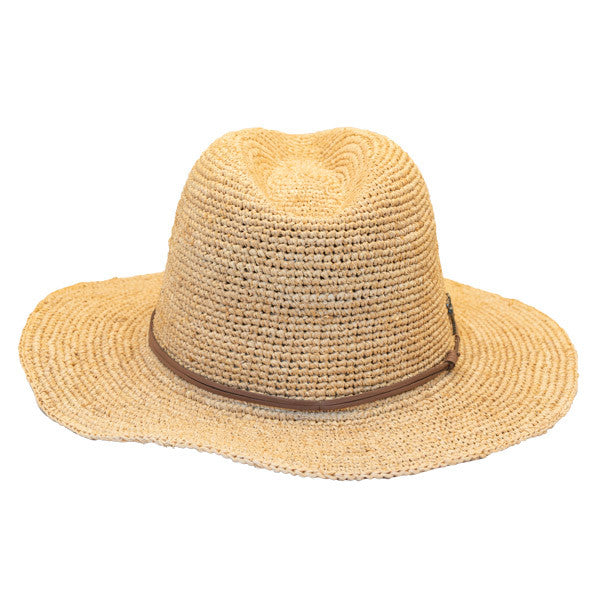 Sun 'N' Sand - Raffia Wide Brim Fedora Hat Natural - Back