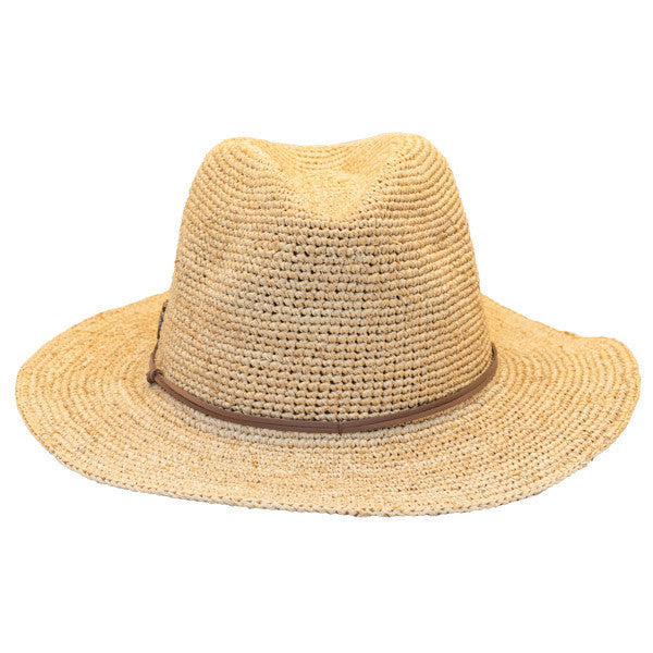 Sun 'N' Sand - Raffia Wide Brim Fedora Hat Natural - Front