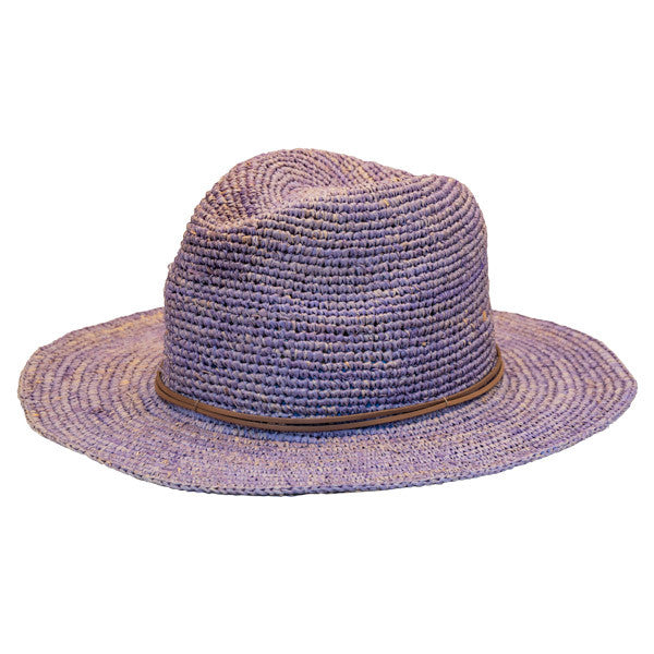 Sun 'N' Sand - Raffia Wide Brim Fedora Hat Blue - 