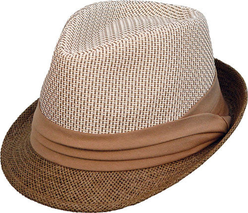 Kenny K - Brown and Tan Toyo Fedora Hat
