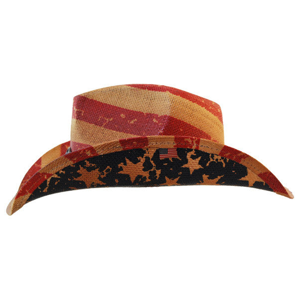 California Hat Company - Vintage American Flag Cowboy Hat With Eagle Side