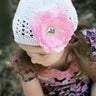 Baby Bezak - White Cap With Pink Flower