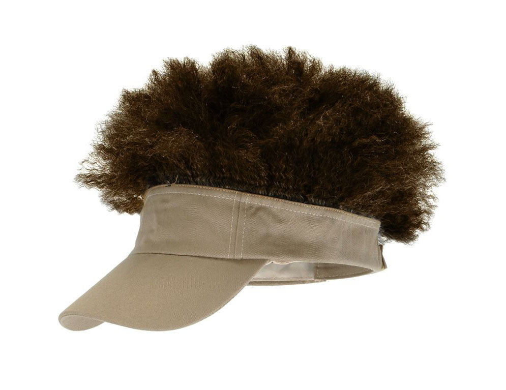 Elope - Afro Visor Hat Tan With Brown Hair