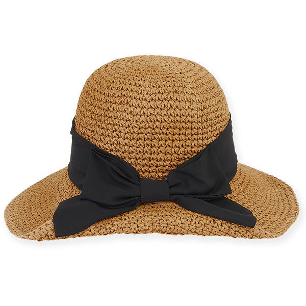 Sun 'N' Sand - Benbow Crochet Straw Hat in Toast - Back