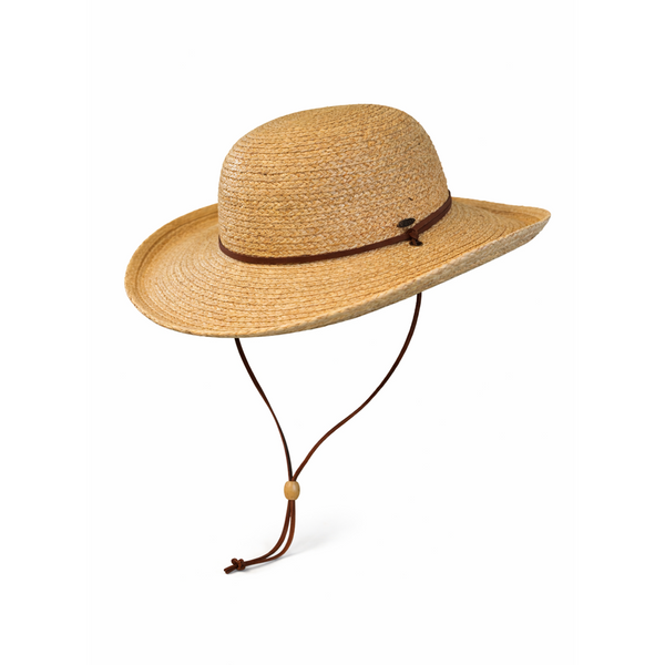 Scala Woven Raffia Hat in Natural Tan with tie. Twisted Raffia Straw Boater Hat – Village Hat Shop main image 3